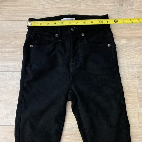 Good American Good Legs Crop Faux Suede Black Pants Size 0/25 - Picture 11 of 15